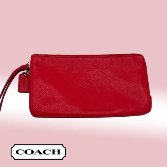 Coach Polished Pebble Double Zipper Wristlet NWOT