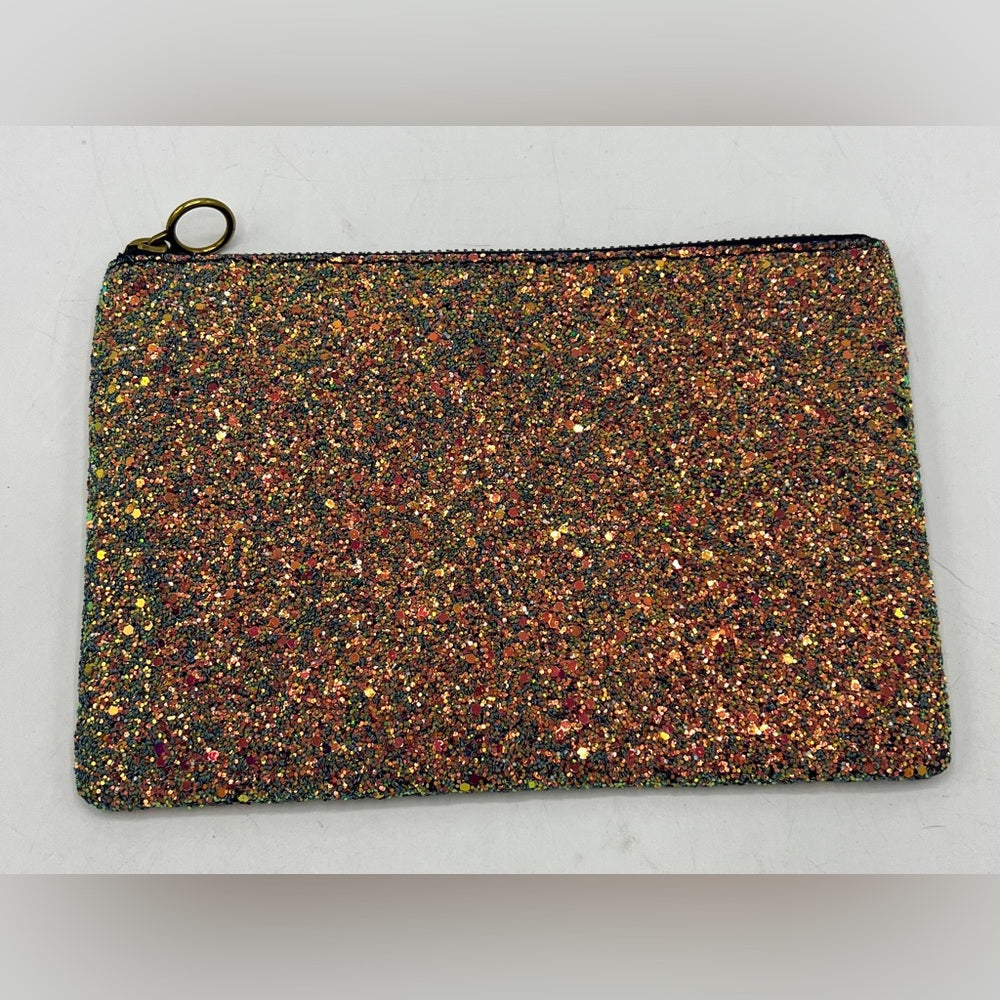 Madewell Leather Pouch Clutch in Glitter