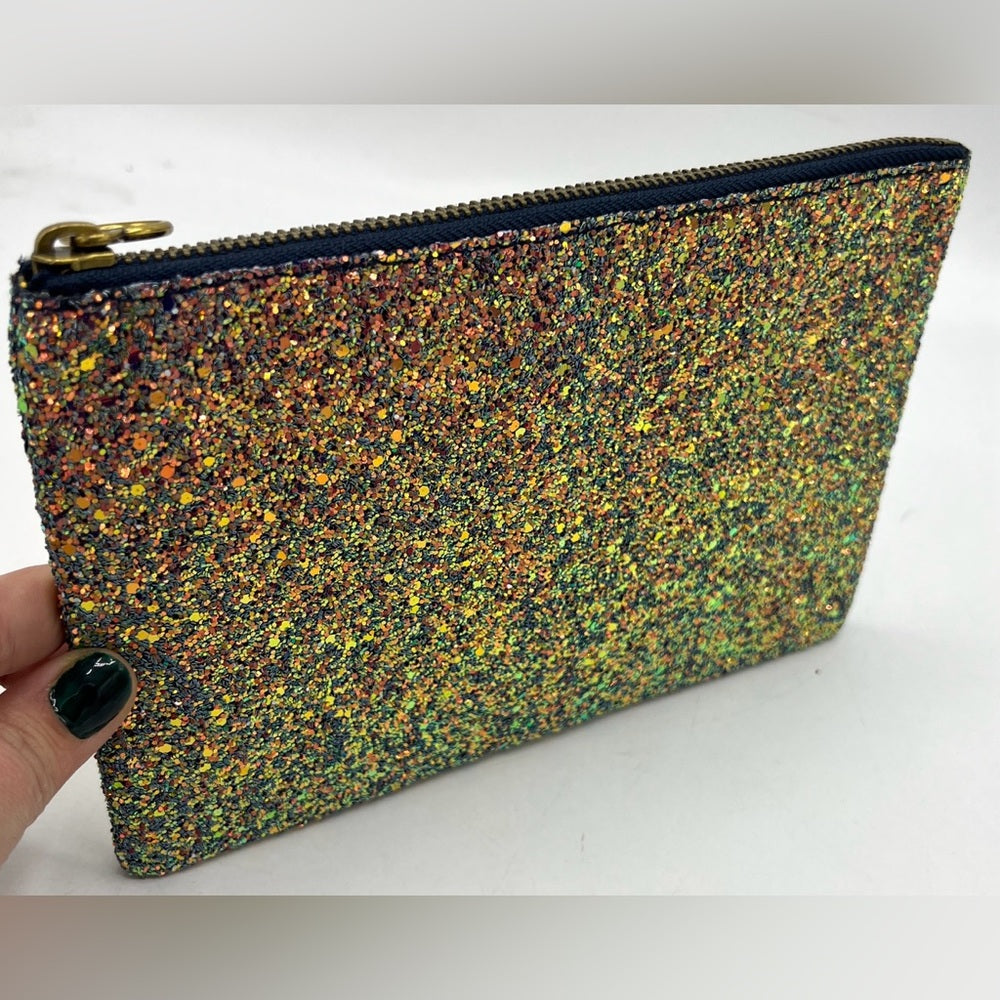 Madewell Leather Pouch Clutch in Glitter