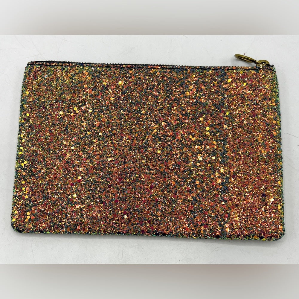 Madewell Leather Pouch Clutch in Glitter