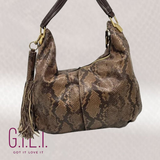 G.I.L.I Milano Python Printed Hobo