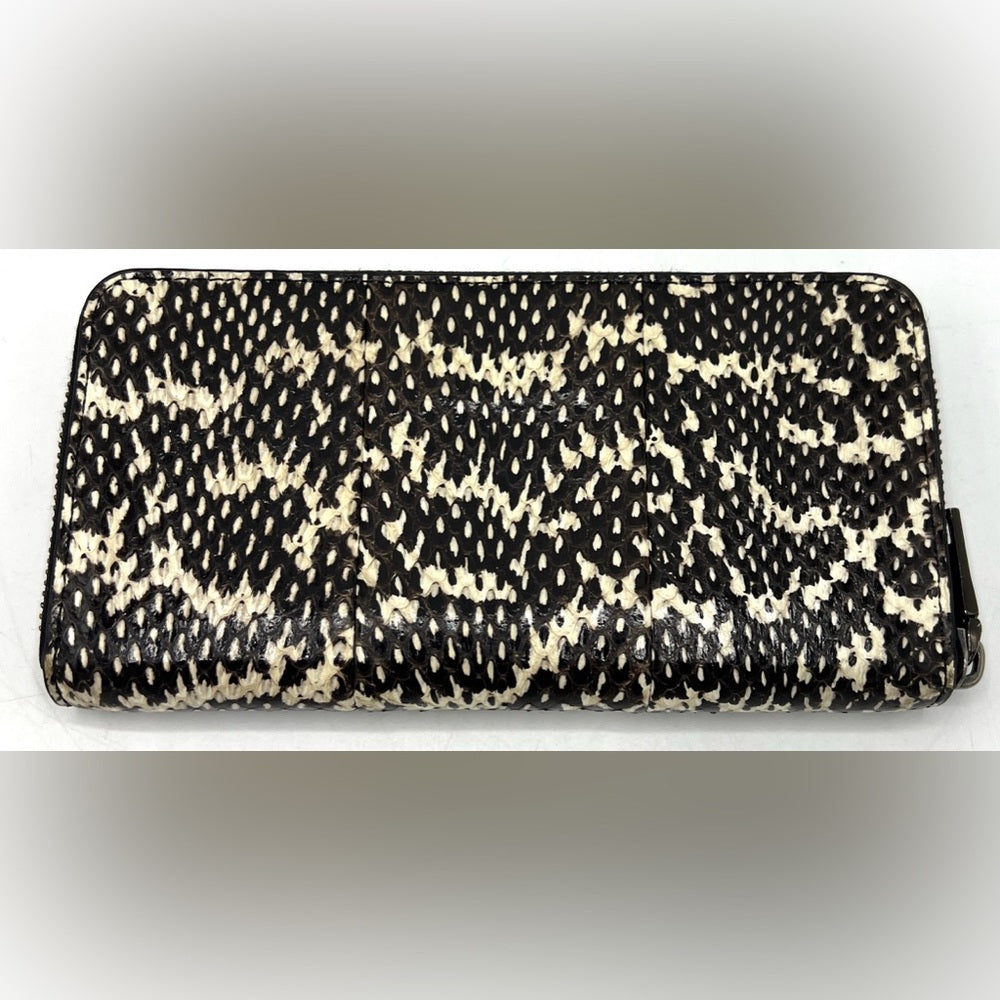 Coach Snakeskin Print Accordion Zip Wallet