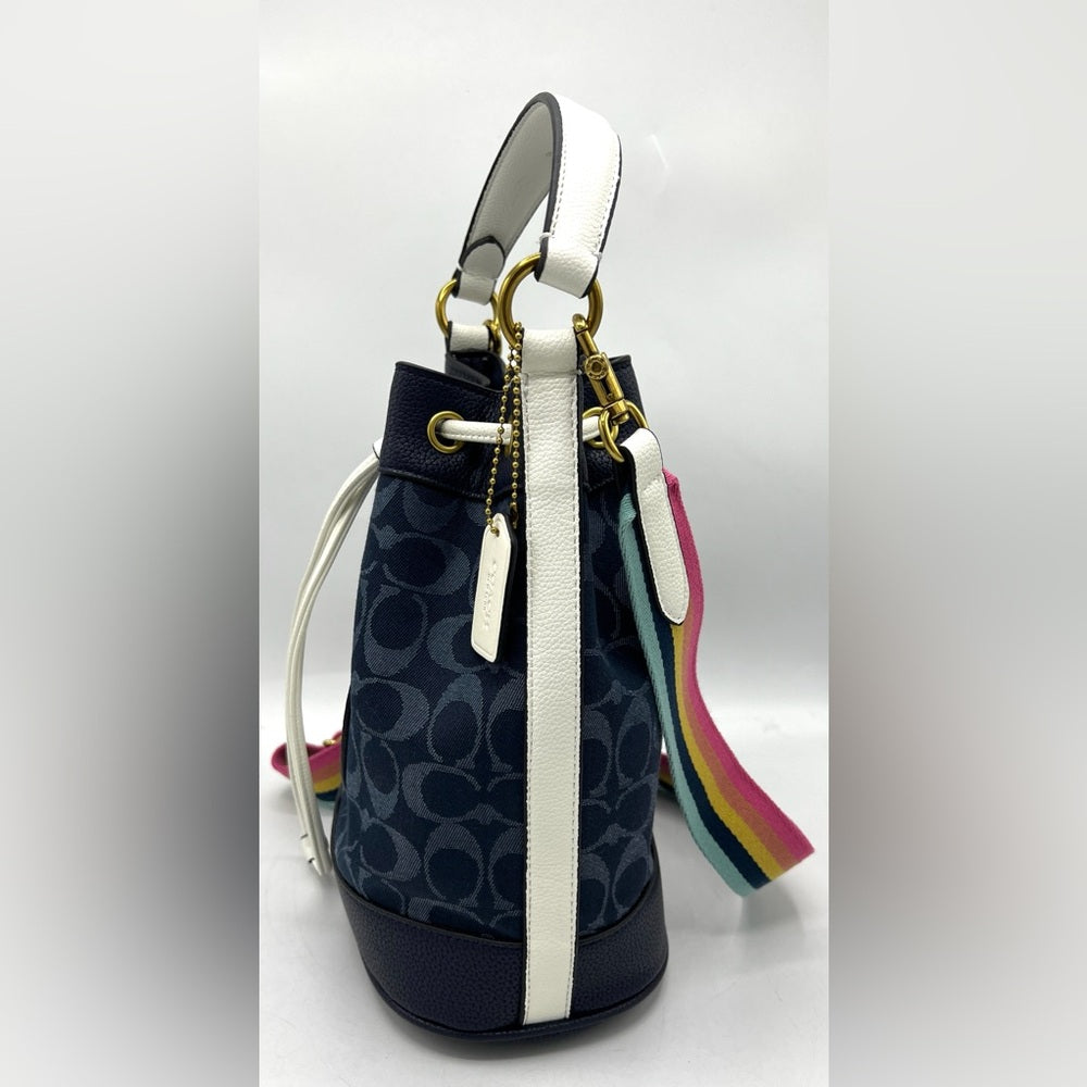 Coach Dempsey Drawstring Bucket Bag in Signature Denim