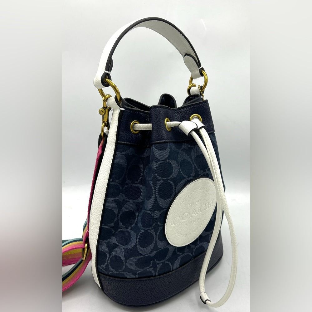 Coach Dempsey Drawstring Bucket Bag in Signature Denim