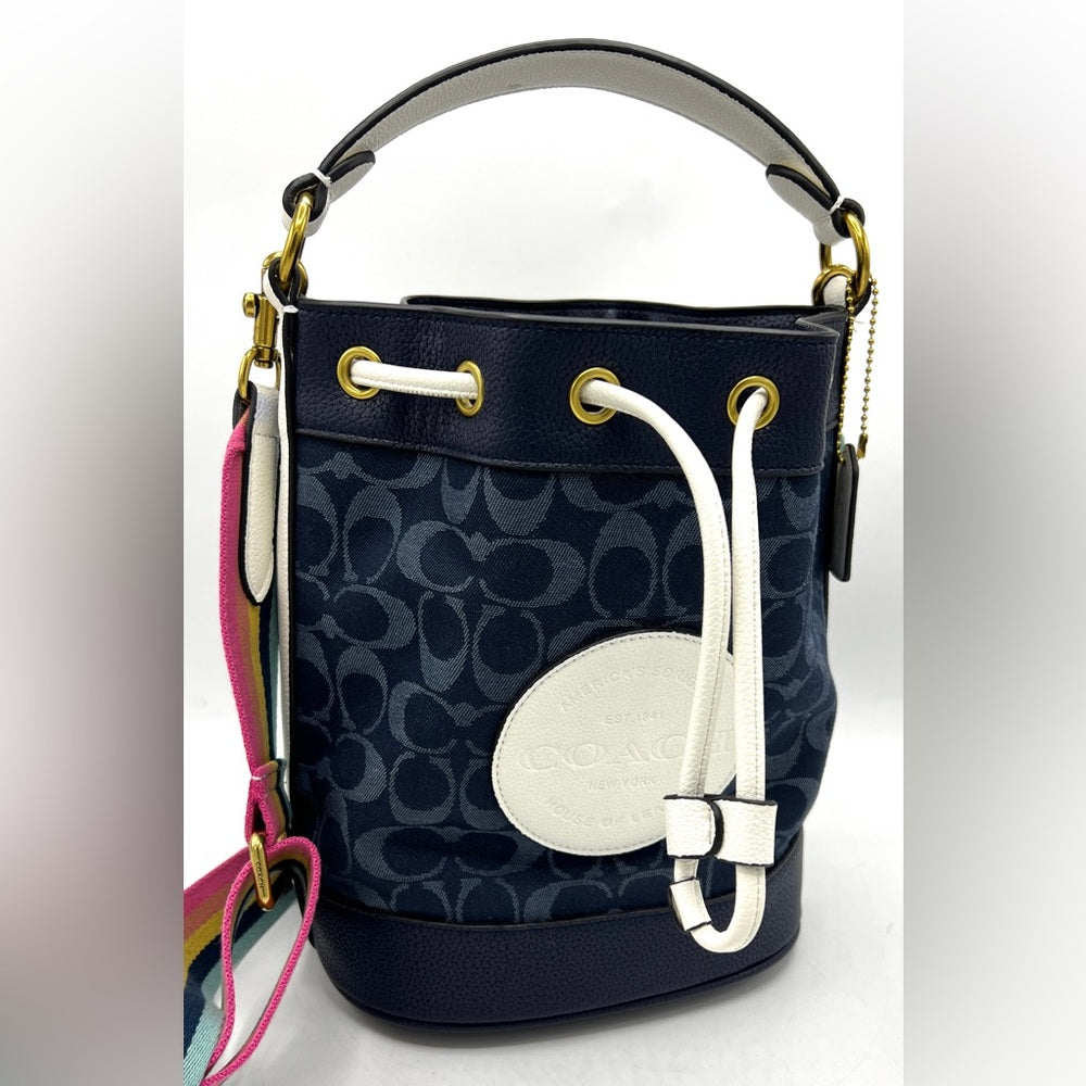 Coach Dempsey Drawstring Bucket Bag in Signature Denim