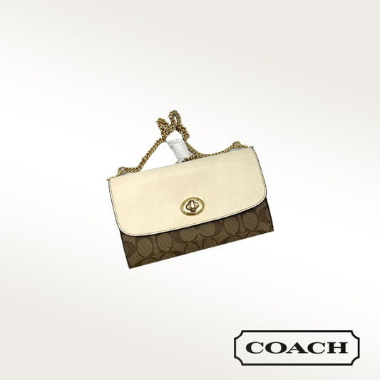 Coach Chain Crossbody Bag – Signature Canvas & Leather with Turnlock (F24280)