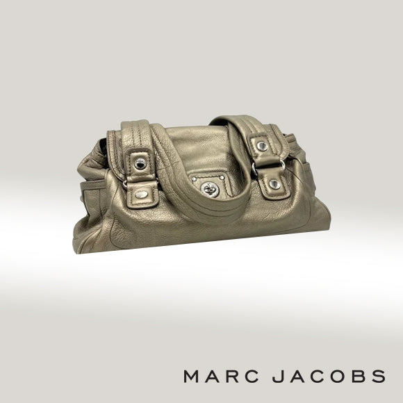 Marc by Marc Jacobs Totally Turnlock Quinn Satchel Handbag – Bronze Metallic Leather