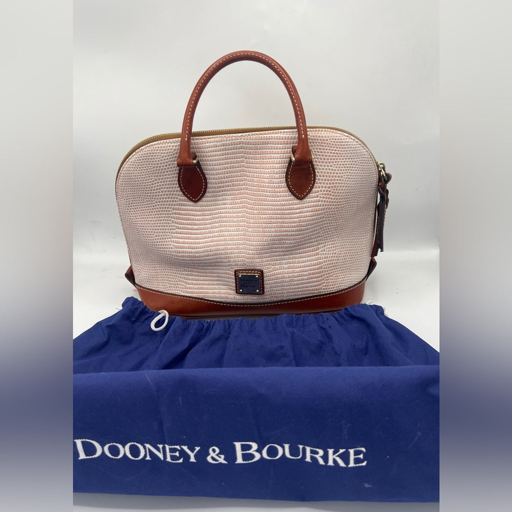 Dooney & Bourke Pink Lizard Embossed Zip Zip Satchel