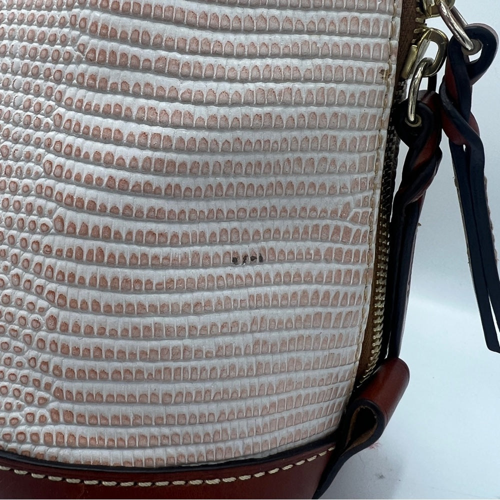 Dooney & Bourke Pink Lizard Embossed Zip Zip Satchel