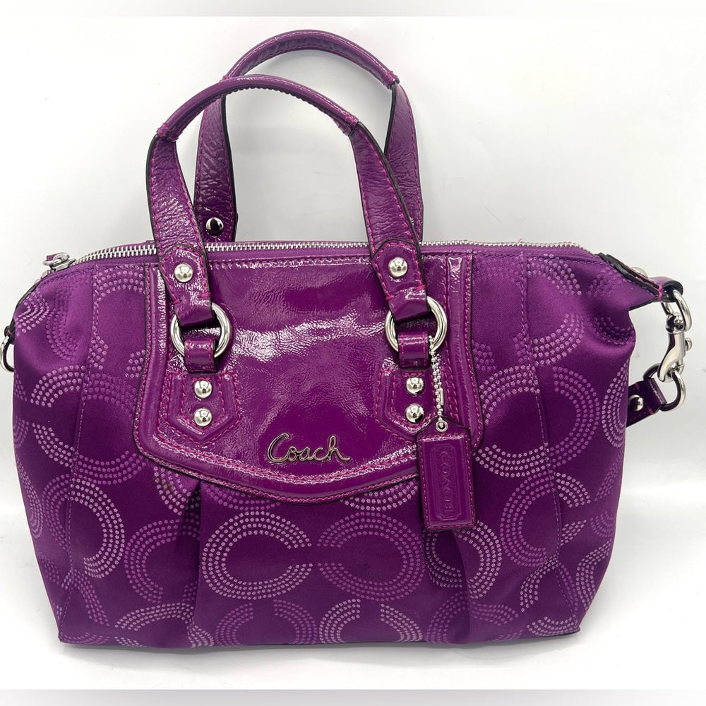 Coach Dotted Ashley Purple Berry Satchel