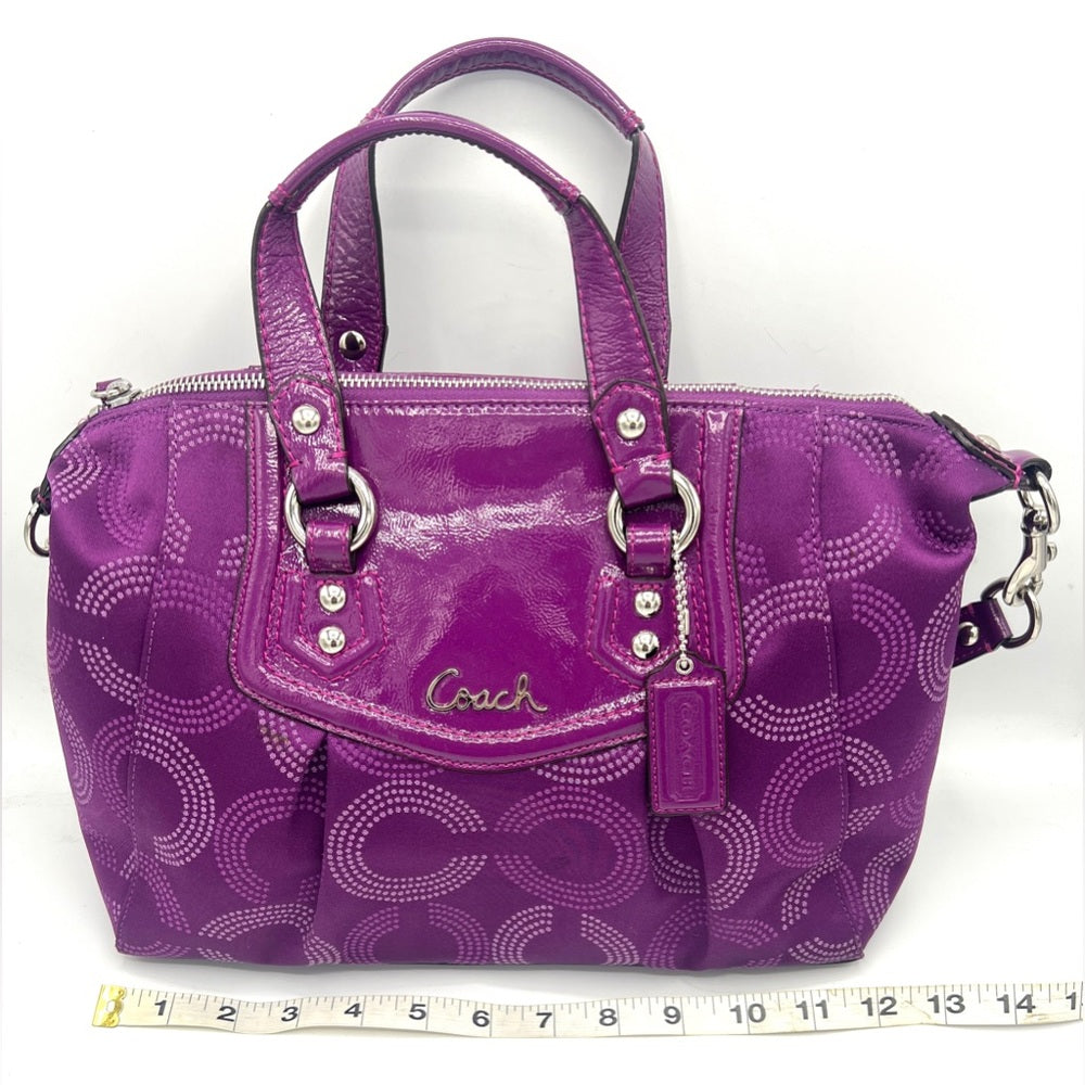 Coach Dotted Ashley Purple Berry Satchel