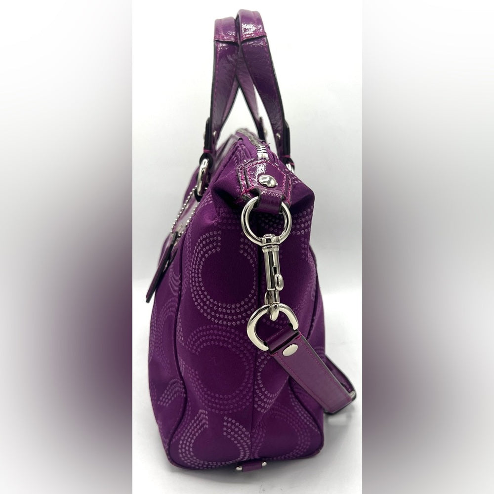 Coach Dotted Ashley Purple Berry Satchel