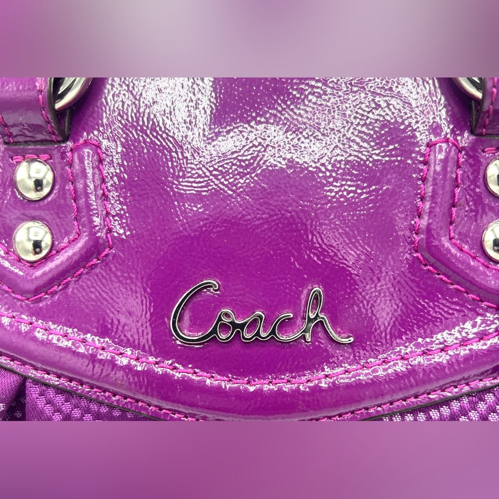 Coach Dotted Ashley Purple Berry Satchel