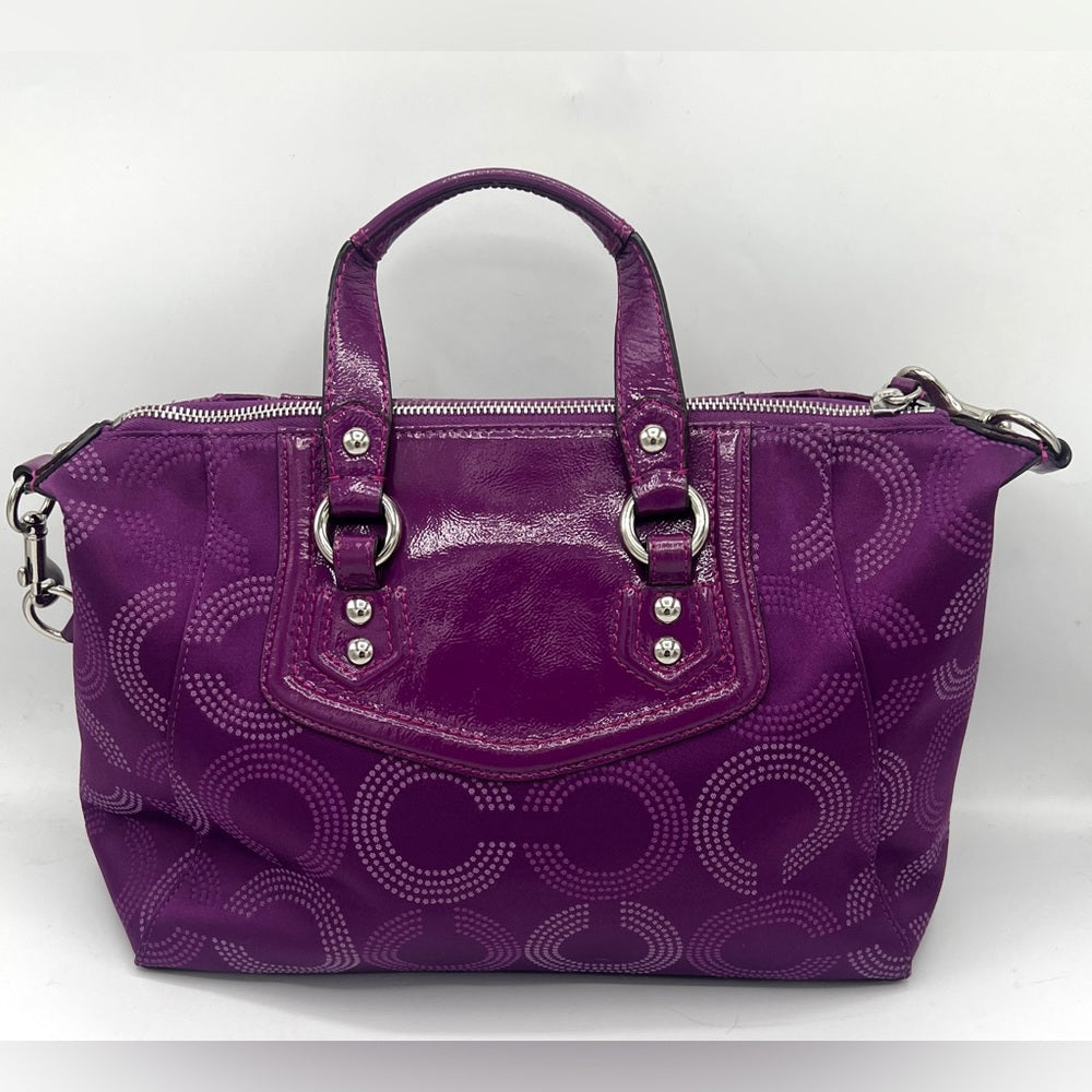 Coach Dotted Ashley Purple Berry Satchel