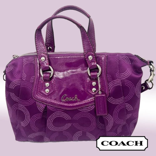 Coach Dotted Ashley Purple Berry Satchel