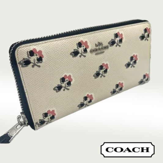 Coach Bamble Rose Print Leather Accordion Wallet