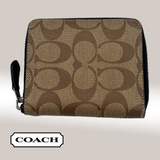 Coach Signature Canvas Medium Zip Around Wallet