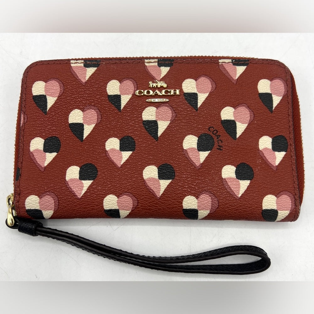 Coach Checkered Hearts Medium Wallet