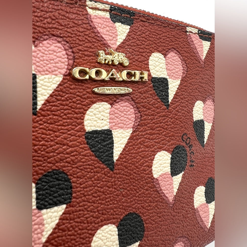 Coach Checkered Hearts Medium Wallet